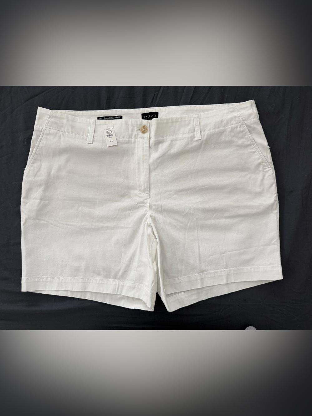 Talbots Women's Relaxed Chino Shorts White size 18 Pocket Flast Front 7" NWOT